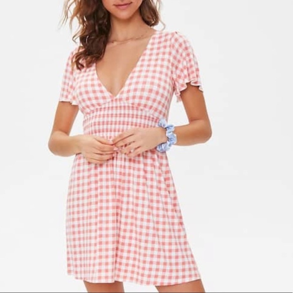 Forever 21 pink gingham mini dress